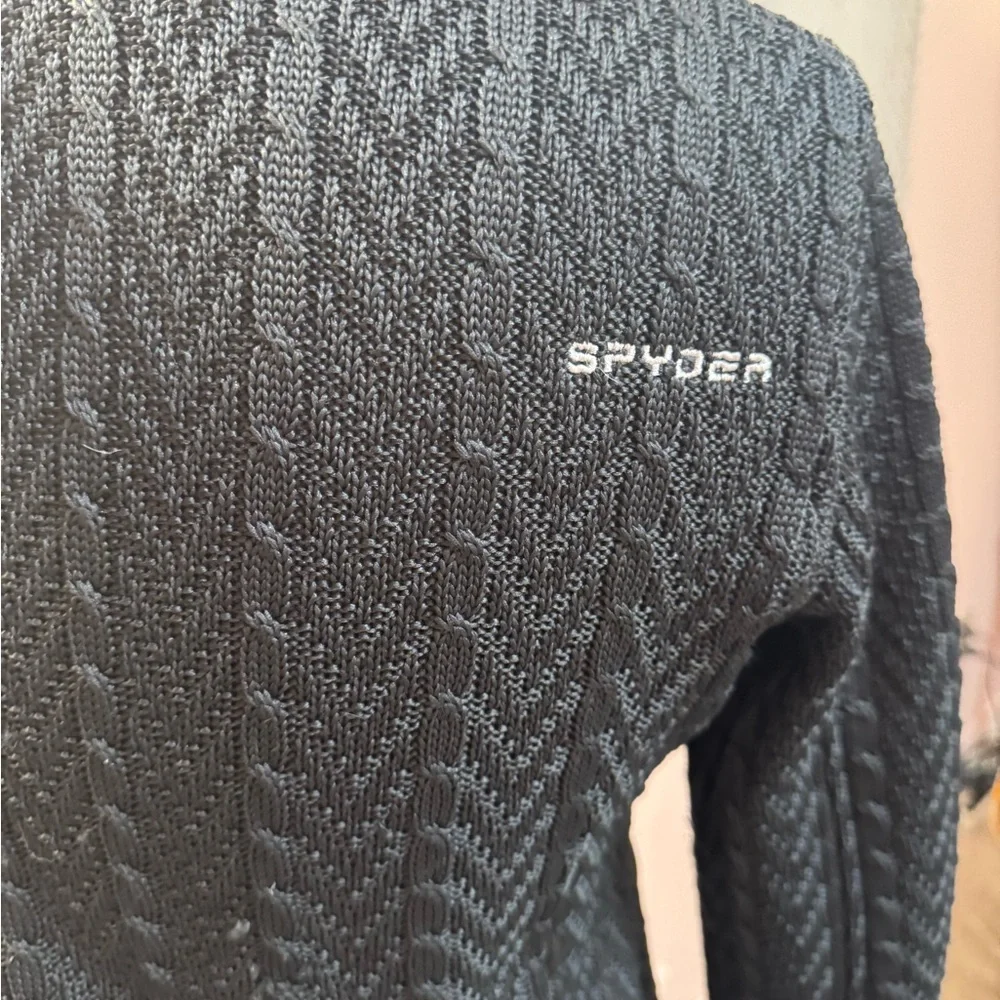Spyder Black Zip-Up Cable Knit Women's Cardigan